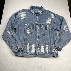 Carmar Womens Distressed Denim Jean Jacket Blue Street Layer Button Front XS